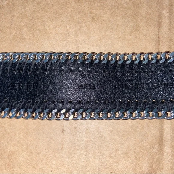 Esprit Leather Black Belt with Silver Detailing Grunge - Picture 4 of 6